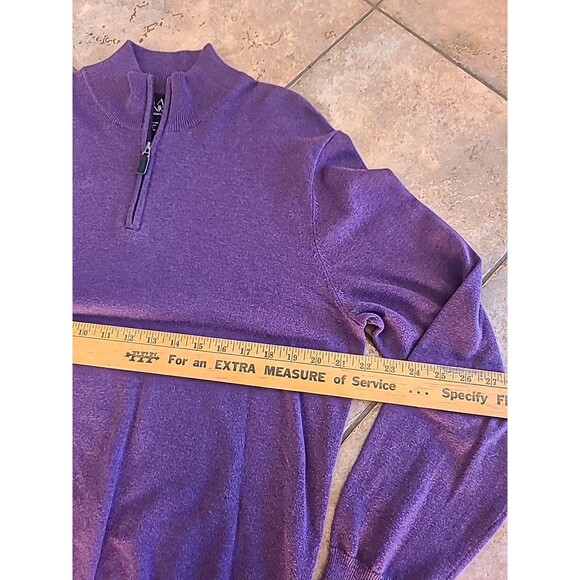 Jos A Bank Sweater Men Large 1/4 Zip Pullover Pima Cotton Purple Preppy Casual - Picture 5 of 5